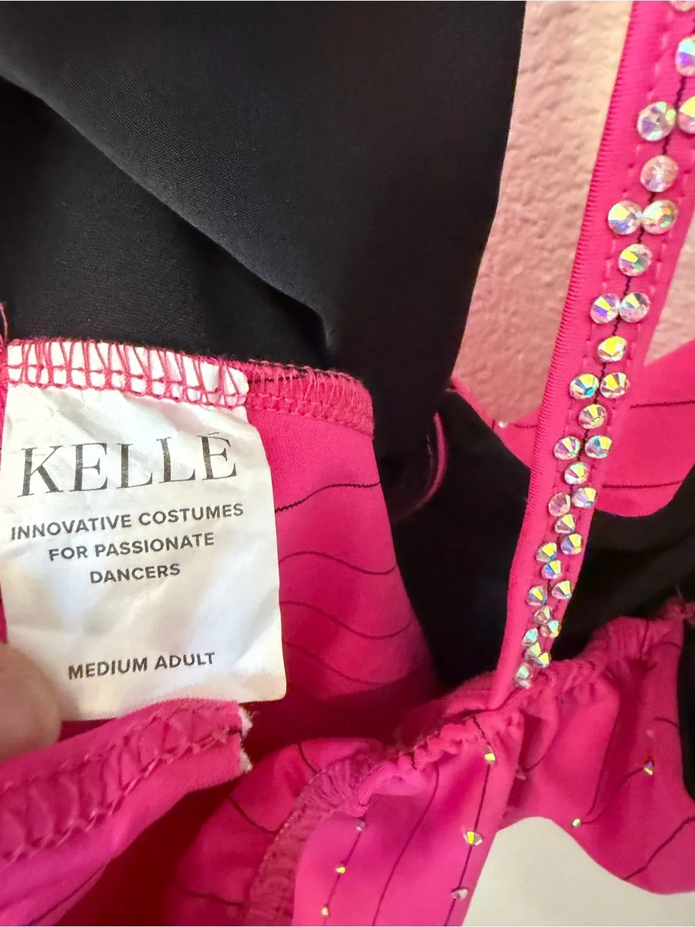 Kelle dance costume 2 piece hot pink jazz rhinestoned ALL THAT PINK 4215 MA adlt - Picture 8 of 13